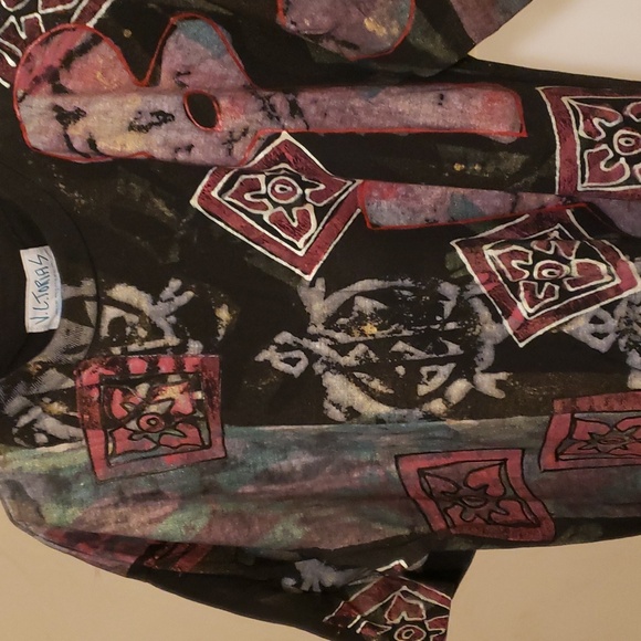 V.C. Torias Handpainted Vintage Artist Dropwaist Dress Art to Wear OS - Picture 7 of 12